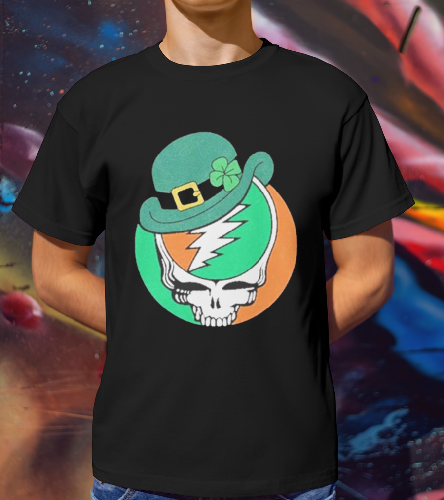 Happy St. Patrick’s Dead And Company Limited Skull In Shamrock Hat With Lightning Bolt T-Shirt