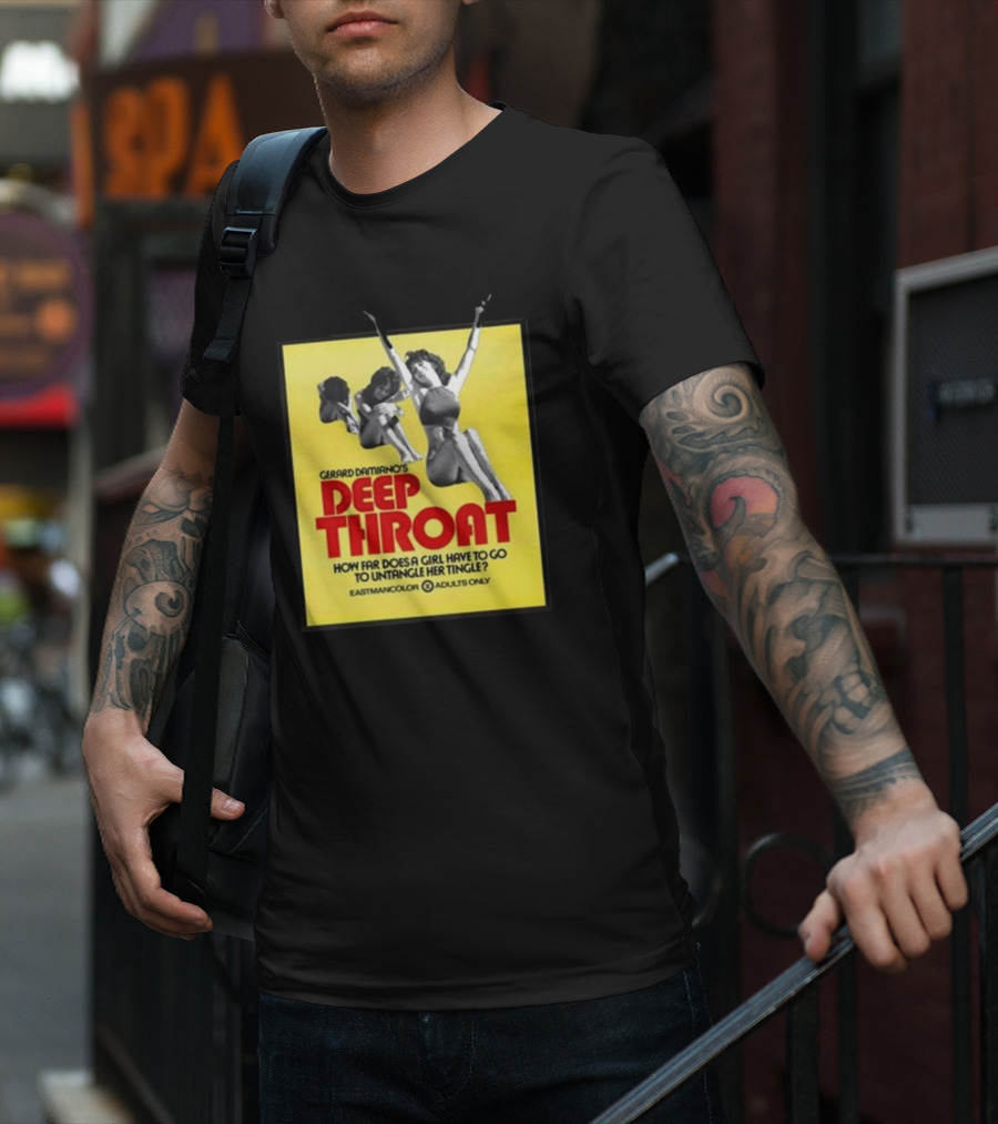 Gerard Damiano’s Deep Throat How Far Does A Girl Have To Go To Untangle Her Tingle? Eastmancolor Adults Only T-Shirt
