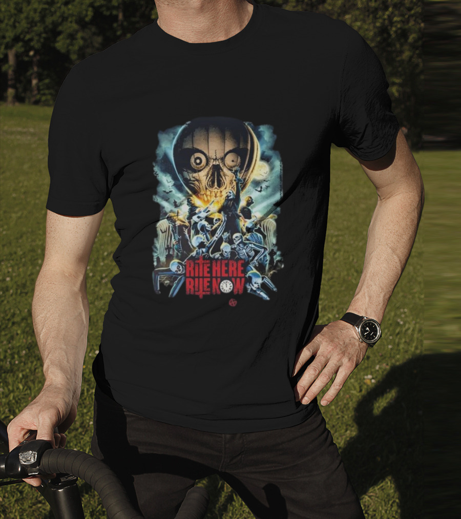 Papa Emeritus IV Rite Here Rite Now Limited Haunting Cinemas Worldwide Skeleton Skull Moon Bats T-Shirt