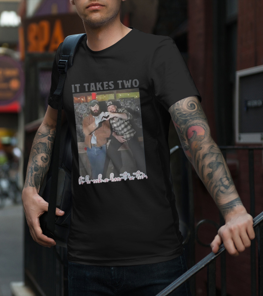 Post Malone Morgan Wallen It Takes Two To Break A Heart In Two Heart Gesture T-Shirt