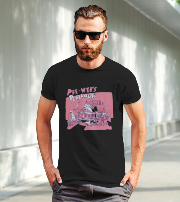 Pee-Wee's Playhouse Retro Rad Dinosaur Sphinx And Castle Scene T-Shirt