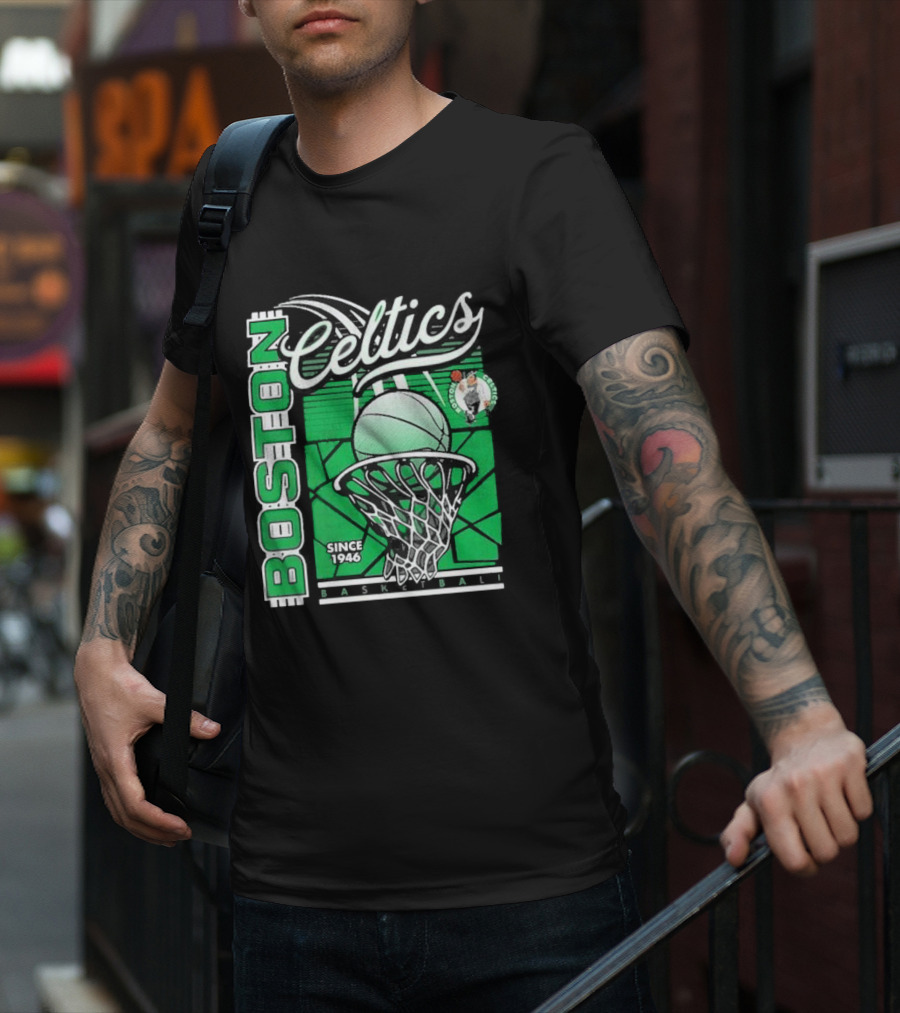 Boston Celtics Basketball Since 1946 Tri-Blend Sportiqe Comfy T-Shirt