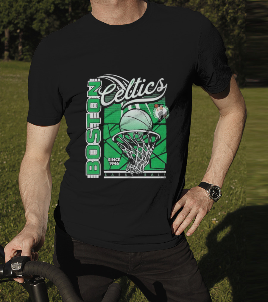 Boston Celtics Basketball Since 1946 Tri-Blend Sportiqe Comfy T-Shirt