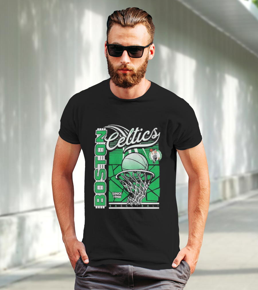 Boston Celtics Basketball Since 1946 Tri-Blend Sportiqe Comfy T-Shirt