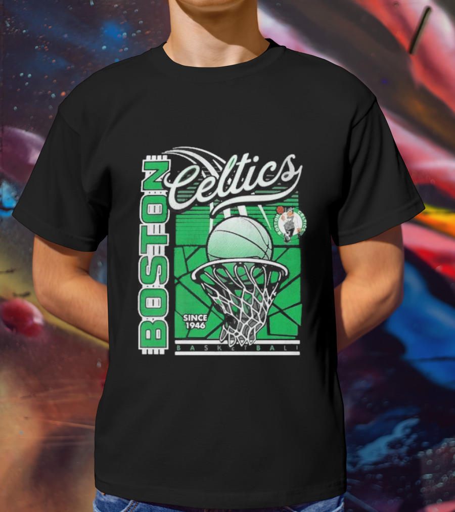 Boston Celtics Basketball Since 1946 Tri-Blend Sportiqe Comfy T-Shirt