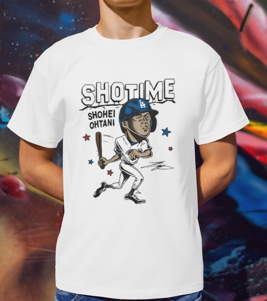 Shottime Shohei Ohtani LA Baseball Cartoon Stars T-Shirt