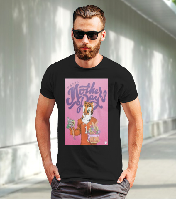 Clemson Tigers Mother's Day Celebration With Bouquet And Mom Cake T-Shirt