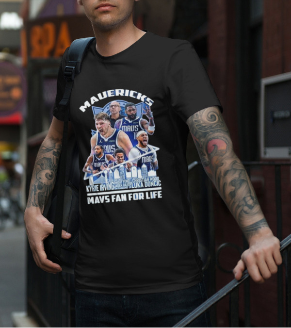Mavericks Mavs Fan For Life Luka Doncic Kyrie Irving Dwight Powell Christian Wood Josh Green Jaden Hardy Skyline T-Shirt