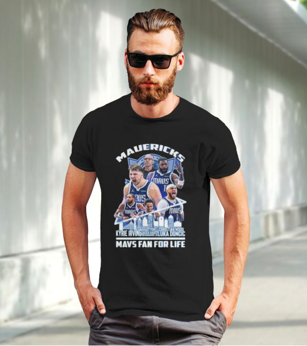 Mavericks Mavs Fan For Life Luka Doncic Kyrie Irving Dwight Powell Christian Wood Josh Green Jaden Hardy Skyline T-Shirt