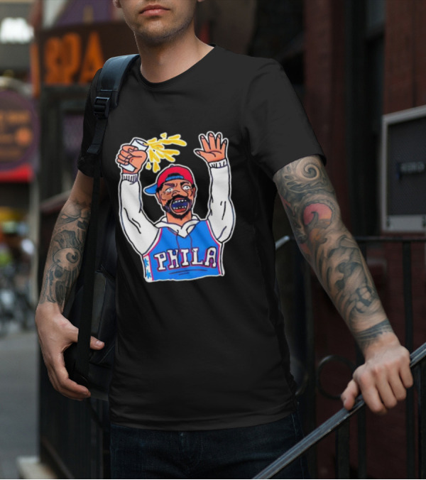 PHILA Basketball Fan With Drink And Raised Hand T-Shirt