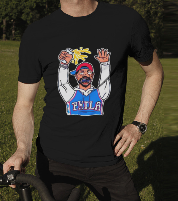 PHILA Basketball Fan With Drink And Raised Hand T-Shirt