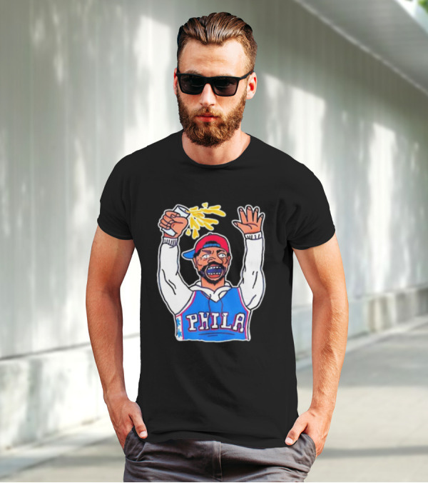 PHILA Basketball Fan With Drink And Raised Hand T-Shirt