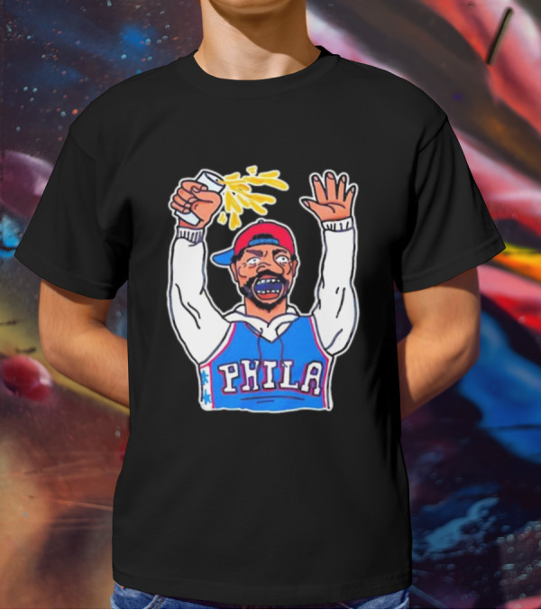 PHILA Basketball Fan With Drink And Raised Hand T-Shirt