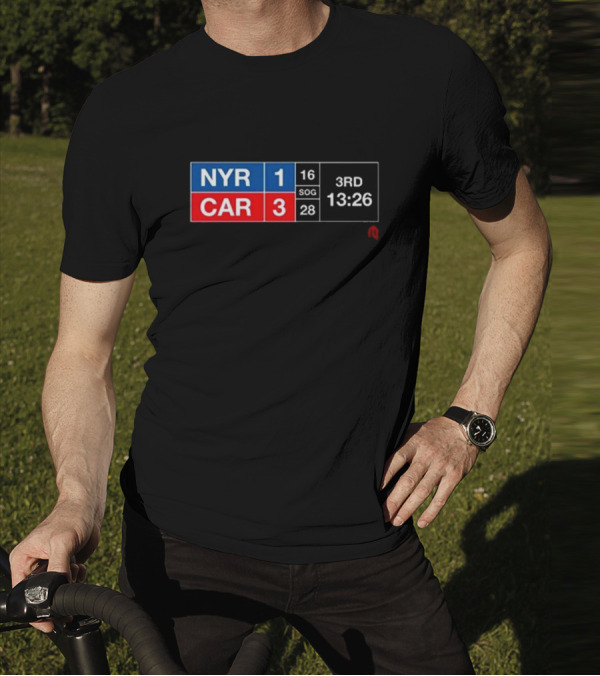 Athlete Logos NYR 1 CAR 3 SOG 16 28 Scoreboard 3rd Period 13:26 T-Shirt