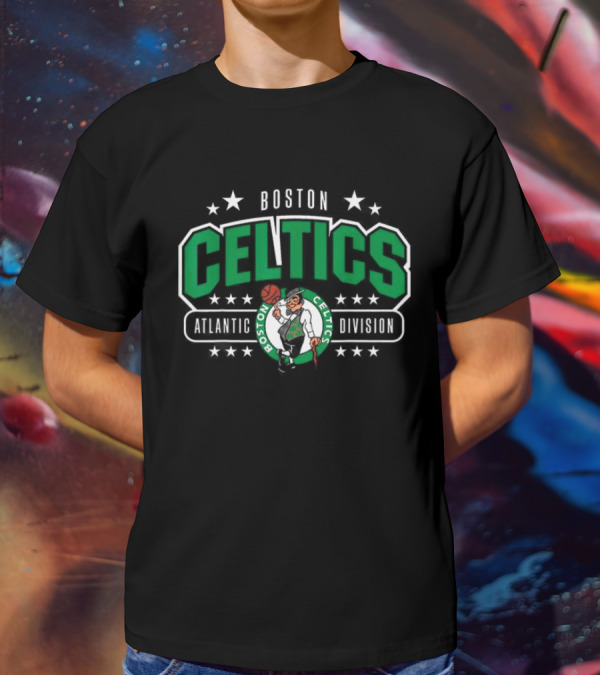 Boston Celtics Atlantic Division Logo With Stars T-Shirt