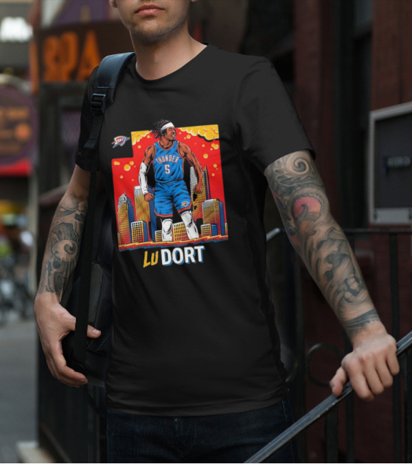 Oklahoma City Thunder Lu Dort OKC Skyline Basketball T-Shirt