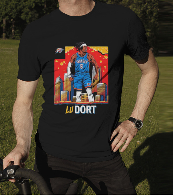 Oklahoma City Thunder Lu Dort OKC Skyline Basketball T-Shirt