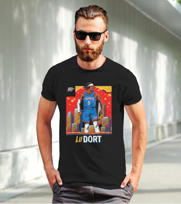 Oklahoma City Thunder Lu Dort OKC Skyline Basketball T-Shirt