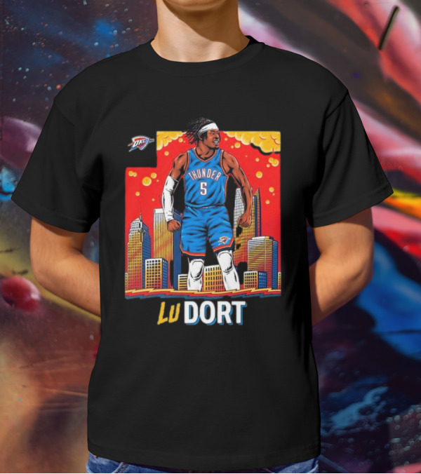 Oklahoma City Thunder Lu Dort OKC Skyline Basketball T-Shirt