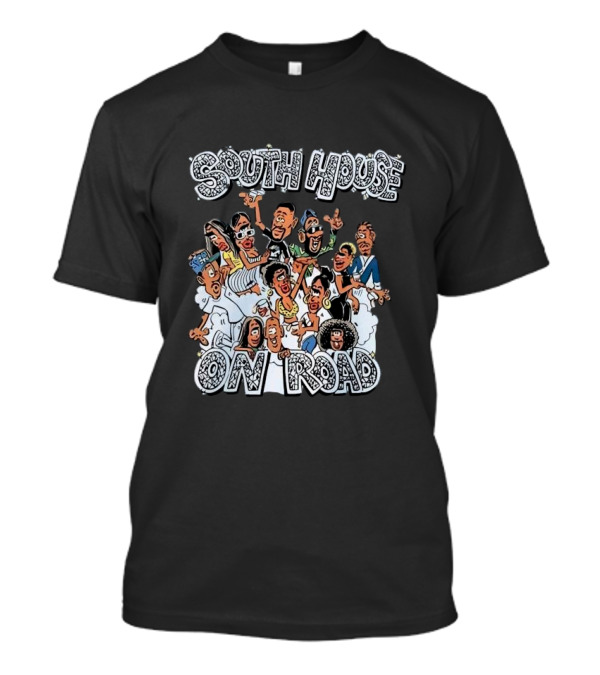 South House On Road Cartoon Characters Party T-Shirt