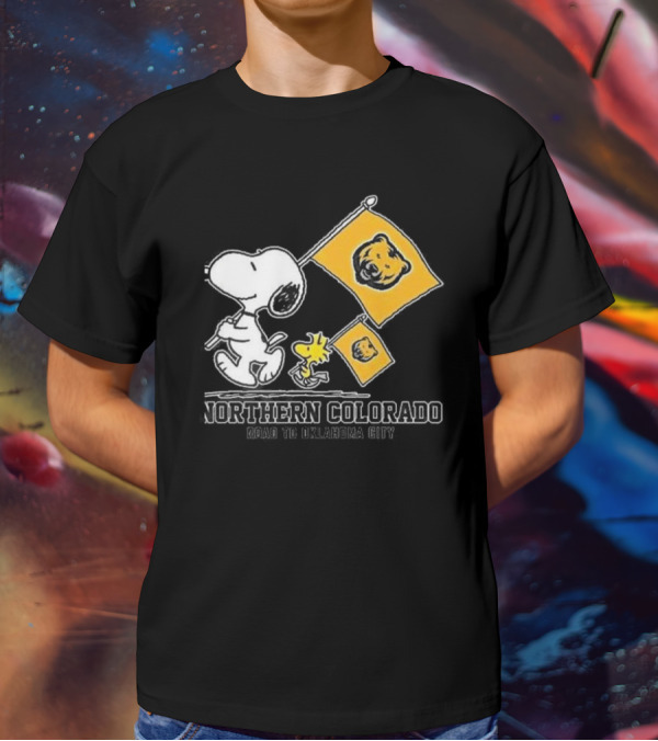 Snoopy Northern Colorado Bears Road To Oklahoma City Flags T-Shirt