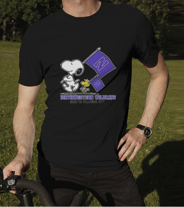 Snoopy And Woodstock Northwestern Wildcats Road To Oklahoma City T-Shirt