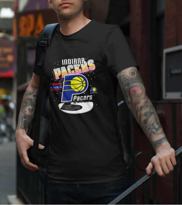 Indiana Pacers 1995 NBA Playoffs Retro Logo And Stars T-Shirt