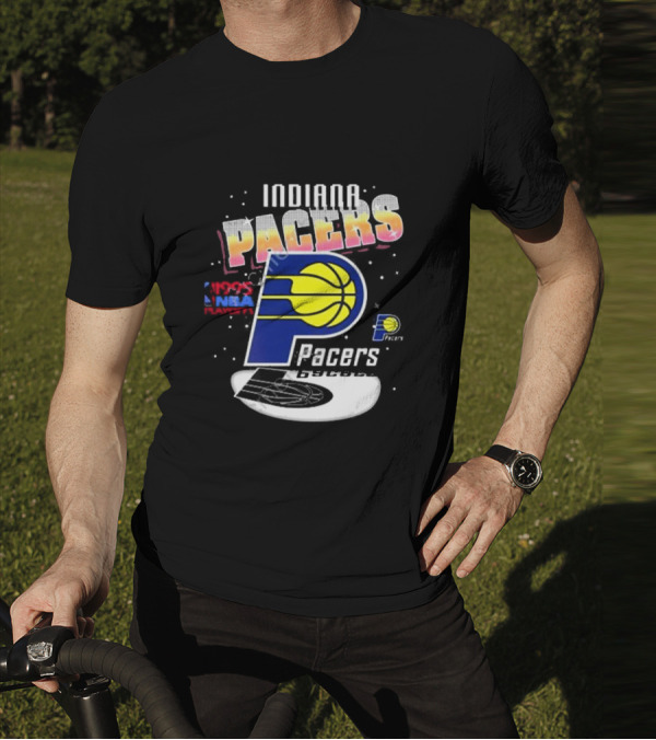 Indiana Pacers 1995 NBA Playoffs Retro Logo And Stars T-Shirt