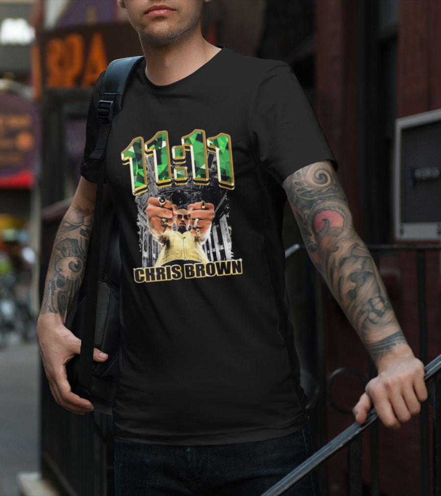Chris Brown 11 11 Emerald Rings Black And White Architectural Background T-Shirt