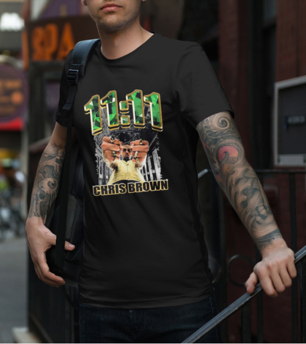 Chris Brown 11 11 Emerald Rings Black And White Architectural Background T-Shirt