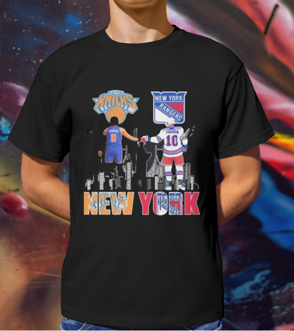New York Knicks Jalen Brunson Rangers Artemi Panarin Legends Signatures T-Shirt