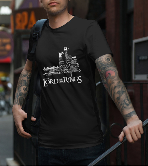 The Lord Of The Rings Frodo Samwise Gandalf Saruman Aragorn Merry Pippin Legolas Gollum Sauron Character Names T-Shirt