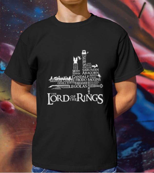 The Lord Of The Rings Frodo Samwise Gandalf Saruman Aragorn Merry Pippin Legolas Gollum Sauron Character Names T-Shirt