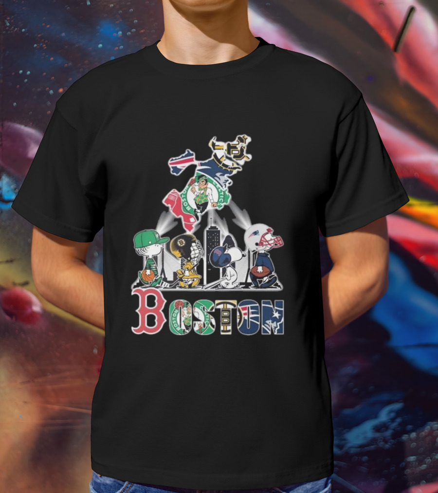 Boston Celtics Red Sox Bruins Patriots Peanuts New England Proud T-Shirt