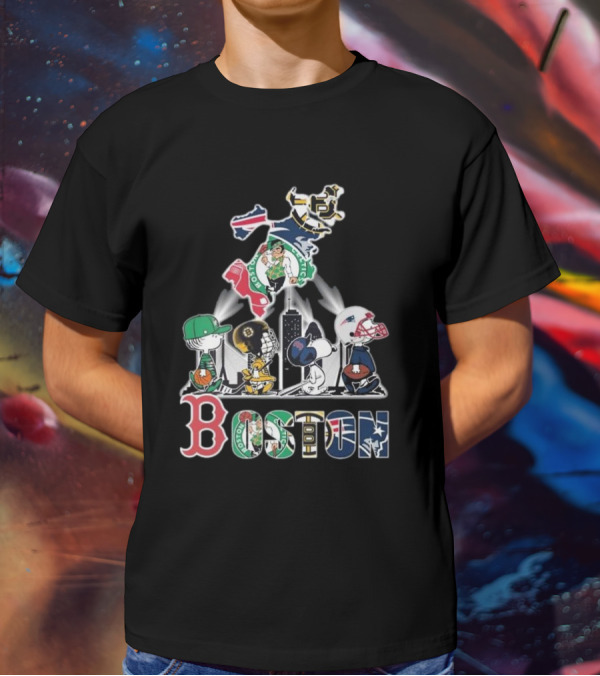 Boston Celtics Red Sox Bruins Patriots Peanuts New England Proud T-Shirt