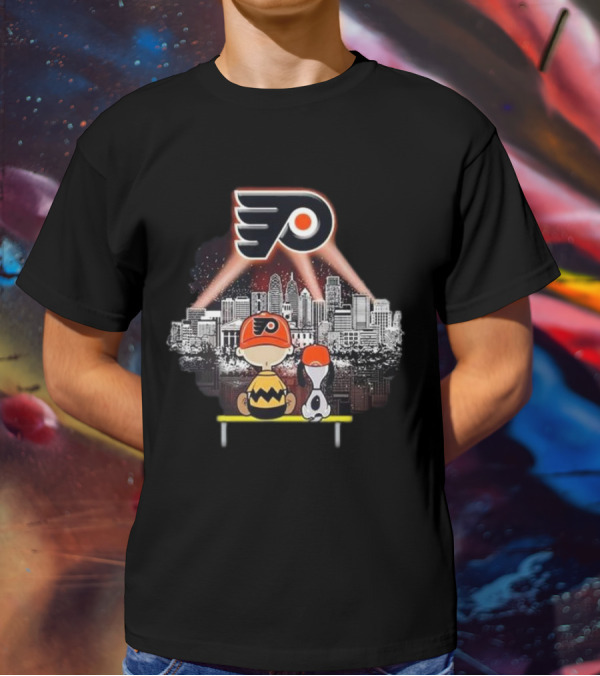 Charlie Brown Snoopy Philadelphia Flyers City Skyline T-Shirt