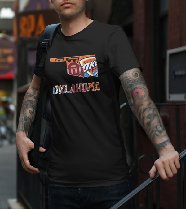 Oklahoma Sooners Oklahoma State Cowboys Oklahoma City Thunder Logos T-Shirt