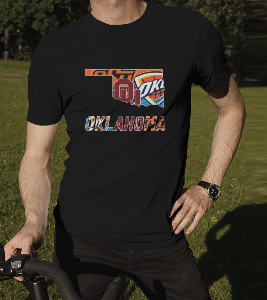 Oklahoma Sooners Oklahoma State Cowboys Oklahoma City Thunder Logos T-Shirt
