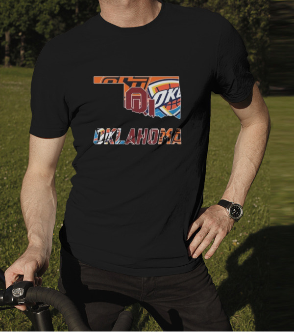 Oklahoma Sooners Oklahoma State Cowboys Oklahoma City Thunder Logos T-Shirt