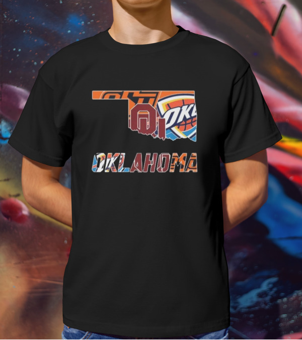Oklahoma Sooners Oklahoma State Cowboys Oklahoma City Thunder Logos T-Shirt
