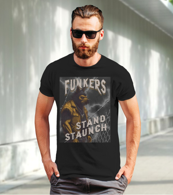 Funkers Stand Staunch Werewolf Against Barbed Fence T-Shirt
