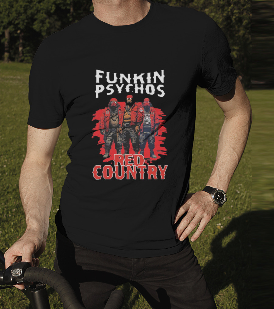 Funkin’ Psychos Red Country Bandana Trio With Inked Jackets T-Shirt