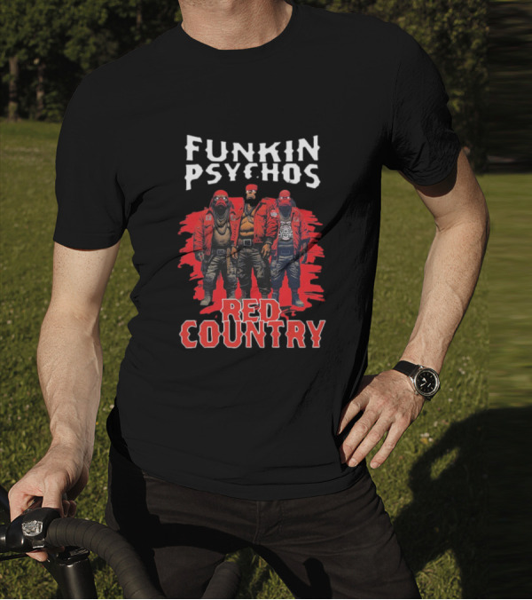 Funkin’ Psychos Red Country Bandana Trio With Inked Jackets T-Shirt
