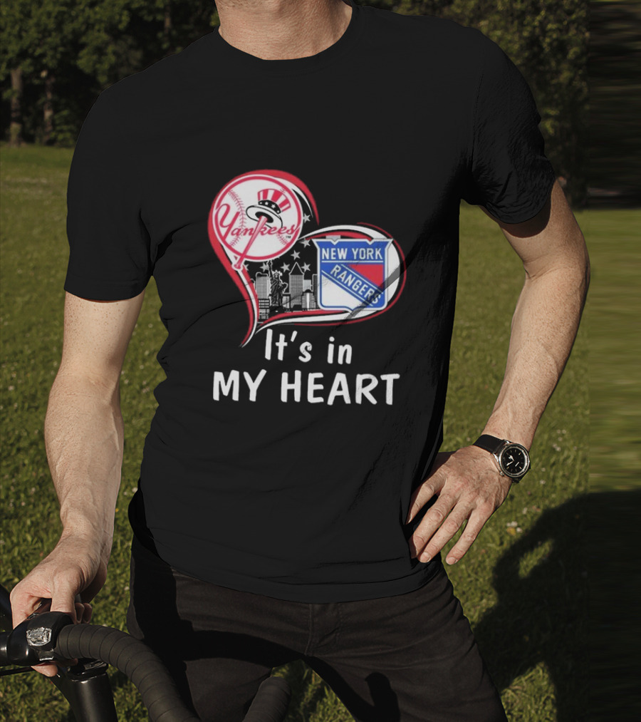 New York Yankees New York Rangers It’s In My Heart Skyline T-Shirt
