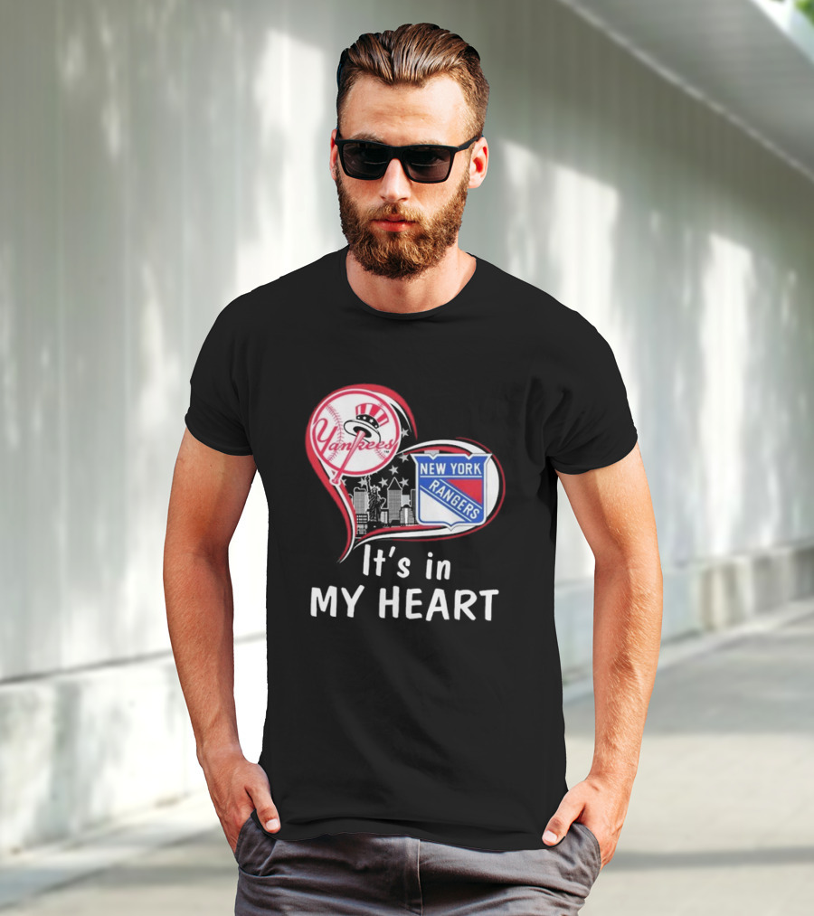 New York Yankees New York Rangers It’s In My Heart Skyline T-Shirt