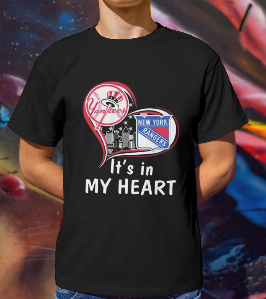 New York Yankees New York Rangers It’s In My Heart Skyline T-Shirt
