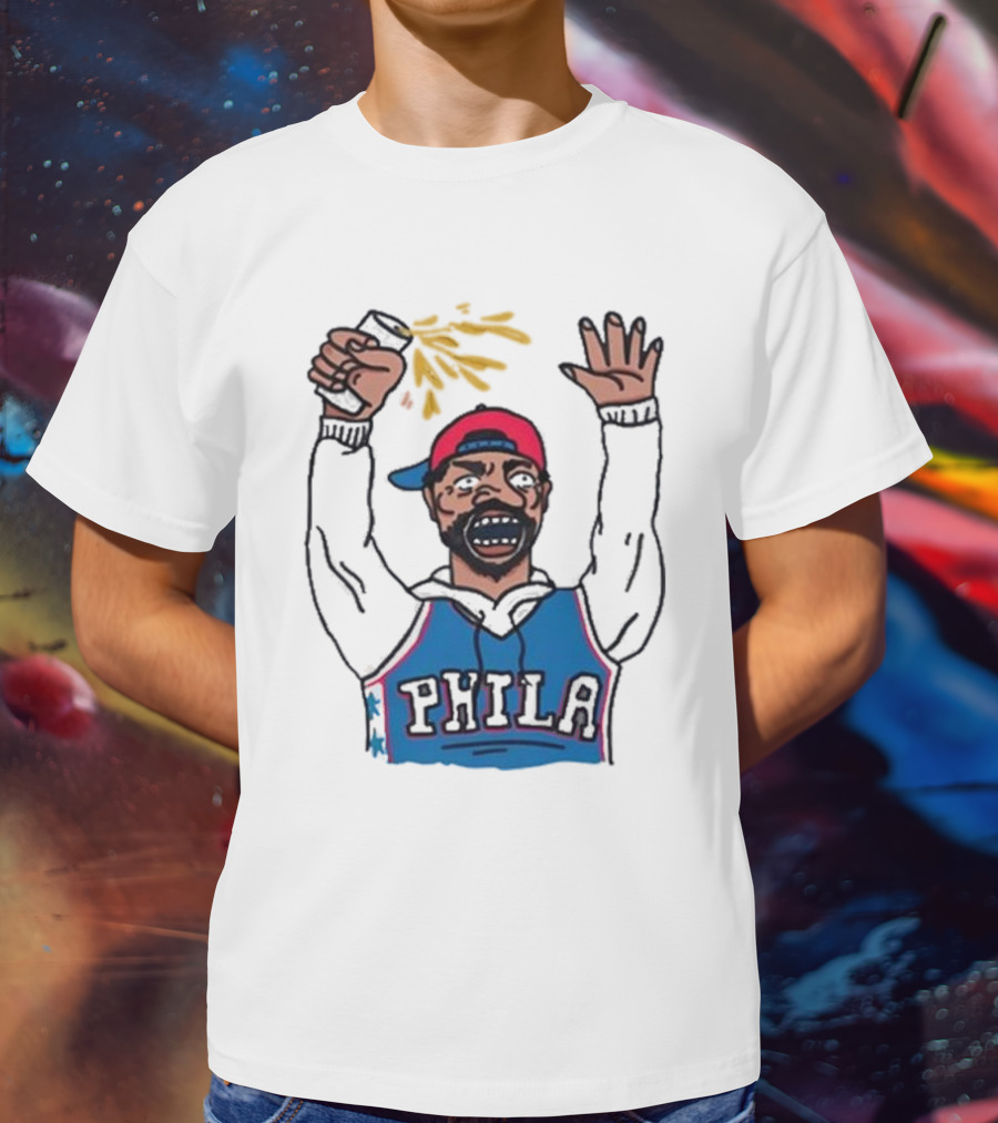 Phillygoat Phila Sixers Fan With Spray Can And Raised Hand T-Shirt