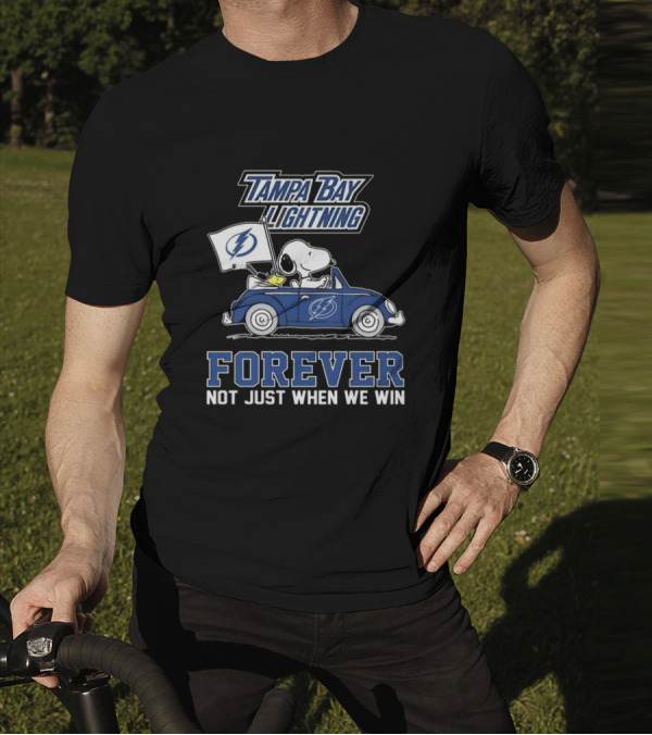 Tampa Bay Lightning Snoopy And Woodstock Driving Forever Not Just When We Win T-Shirt