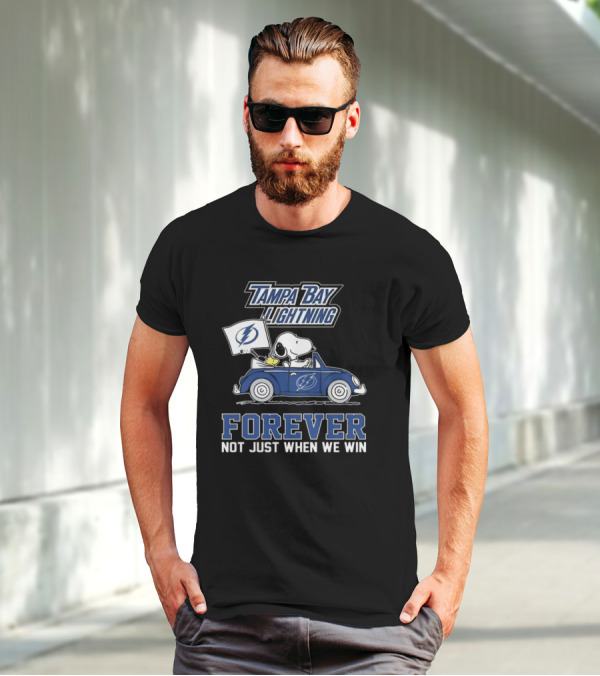 Tampa Bay Lightning Snoopy And Woodstock Driving Forever Not Just When We Win T-Shirt