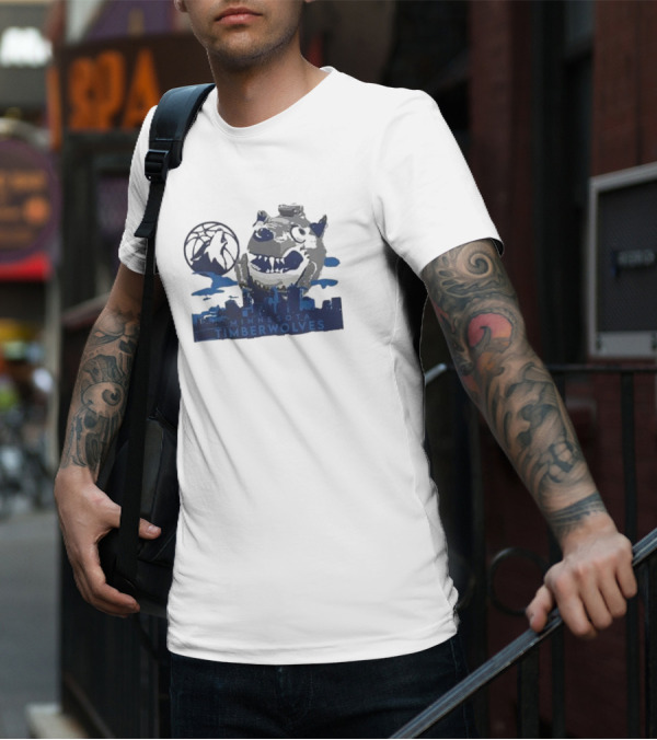 Minnesota Timberwolves Mascot Skyline Basketball T-Shirt